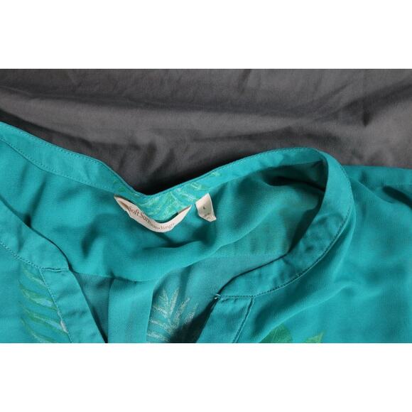 Soft Surroundings Top Womens L Multi Roll Tab Sleeve Tunic Tropical Print Floral - Picture 3 of 9